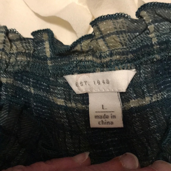 Size L green/cream plaid blouse by EST 1946 - Picture 2 of 5